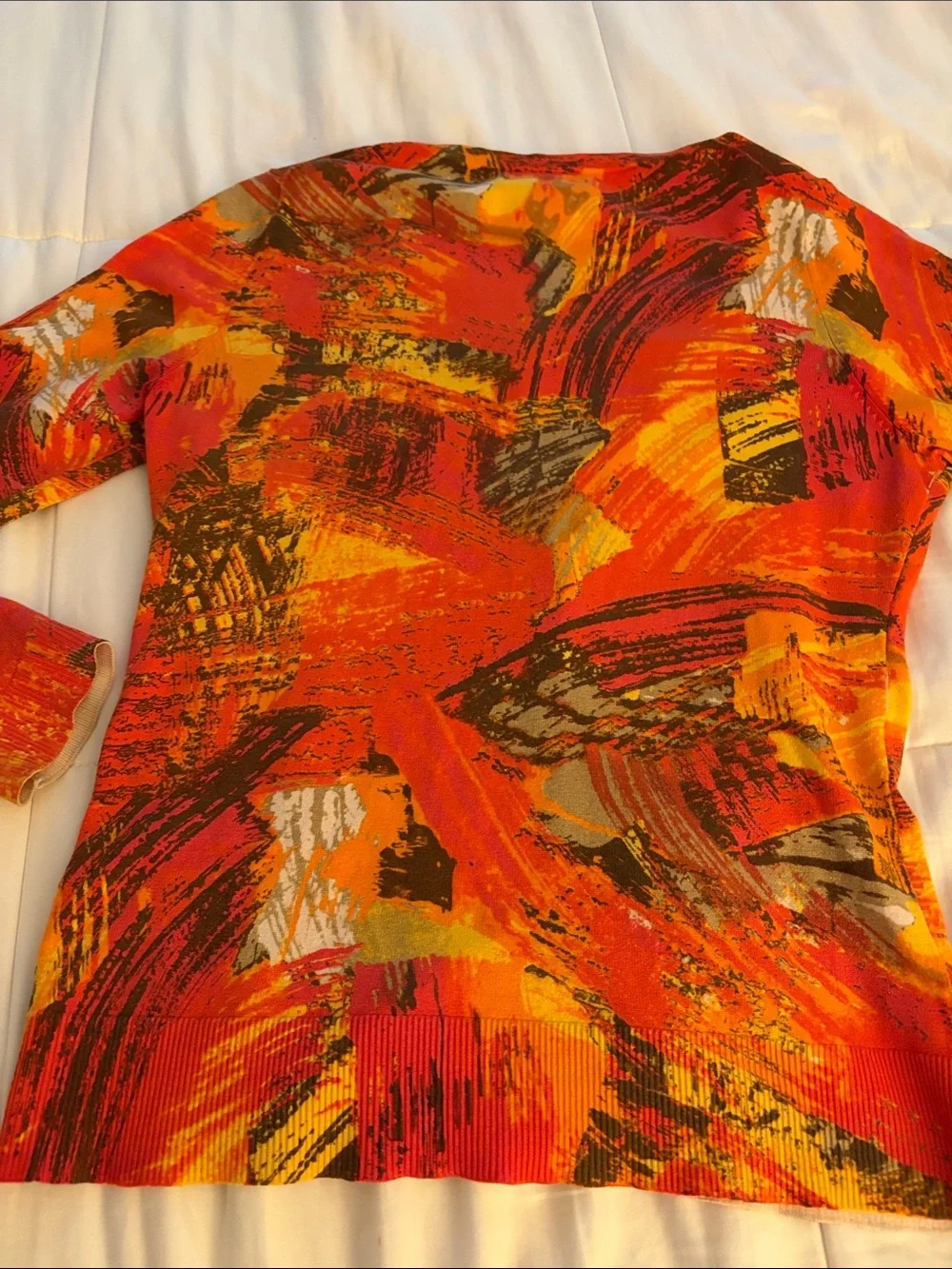 Vintage Victor Alfaro Orange/Brown Abstract Knit Cardigan Size M Silk Blend
